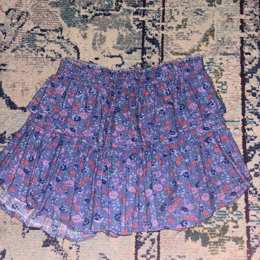 LoveShackFancy purple Floral Mini Skirt